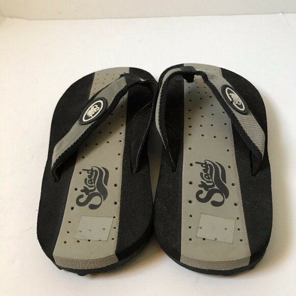 Strand  vintage flip flops thong sandals black foam fabric strap Men Size 8/9 - Picture 2 of 6